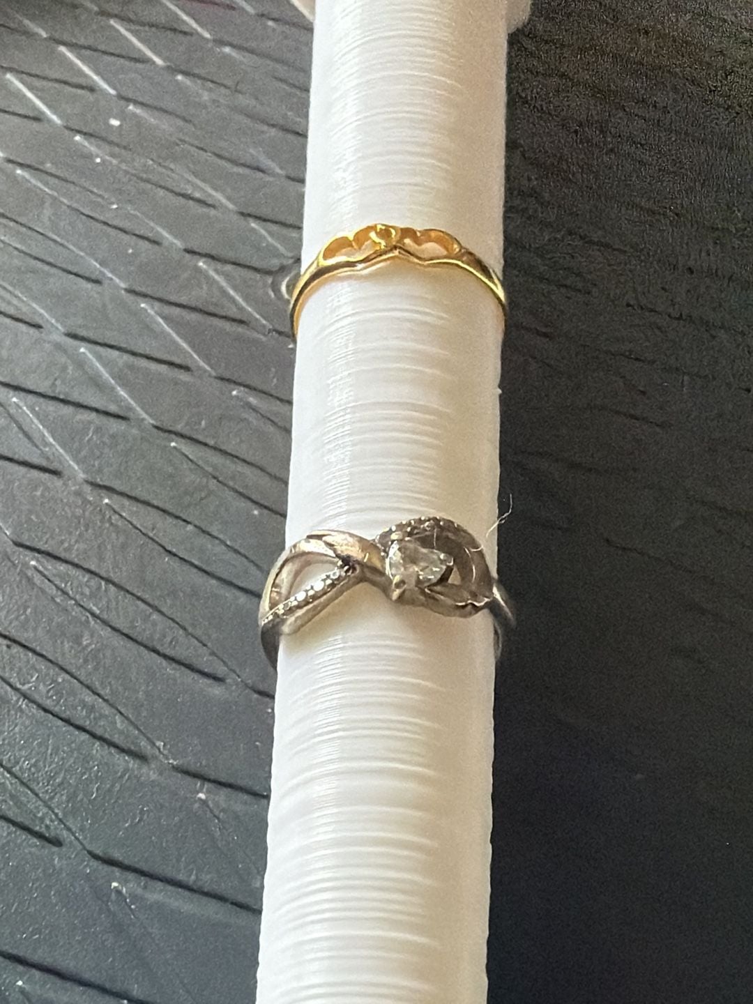 Set Of 2 Sterling Silver Infinity And Heart Rings